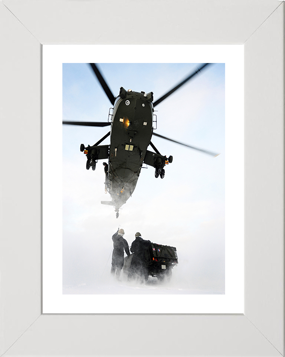 Sea King Mk4 Helicopter load lifting 2012 Photo Print - Royal Navy Aircraft Posters, Prints, & Visual Artwork Hampshire Prints 10 x 8 White Frame Yes