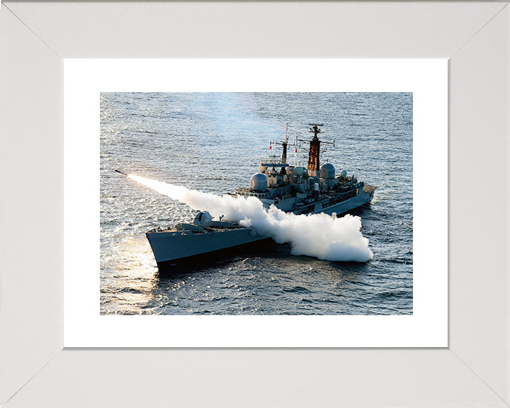 HMS Edinburgh (D97) Royal Navy Type 42 Destroyer Sea Dart Launch Photo Print Wall Art Decor Posters, Prints, & Visual Artwork Hampshire Prints 10 x 8 White Frame Yes