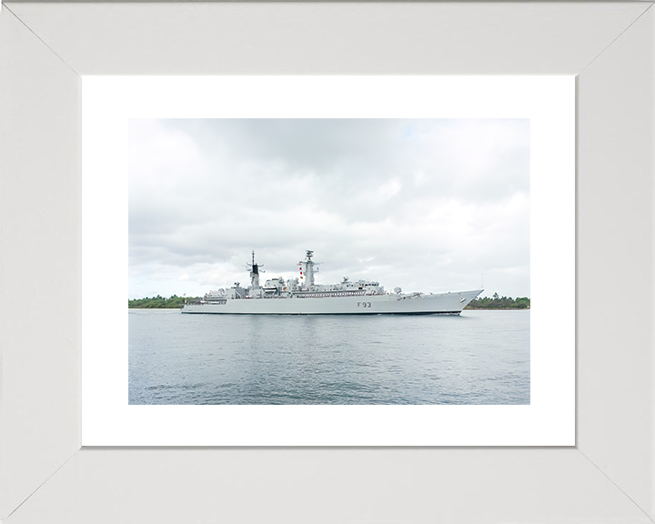 HMS Beaver (F93) Royal Navy Type 22 Frigate Entering Pearl Harbour Photo Print Wall Art Decor Posters, Prints, & Visual Artwork Hampshire Prints 10 x 8 White Frame Yes