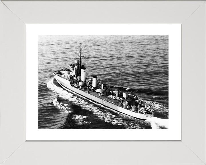 HMS Garland (H37) Photo Print - At Sea 1945 - Royal Navy G Class Destroyer Posters, Prints, & Visual Artwork Hampshire Prints 10 x 8 White Frame Yes