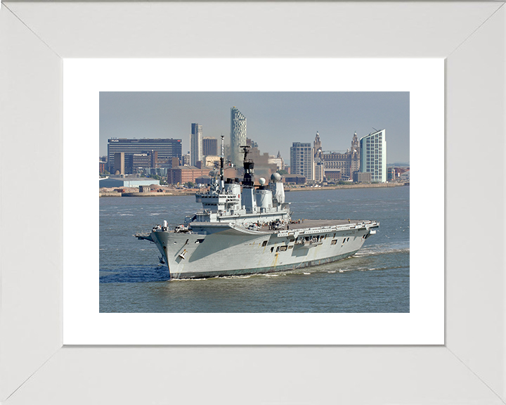 HMS Ark Royal (R07) Royal Navy Invincible Class Aircraft Carrier Liverpool 2008 Photo Print Wall Art Decor Posters, Prints, & Visual Artwork Hampshire Prints 10 x 8 White Frame Yes