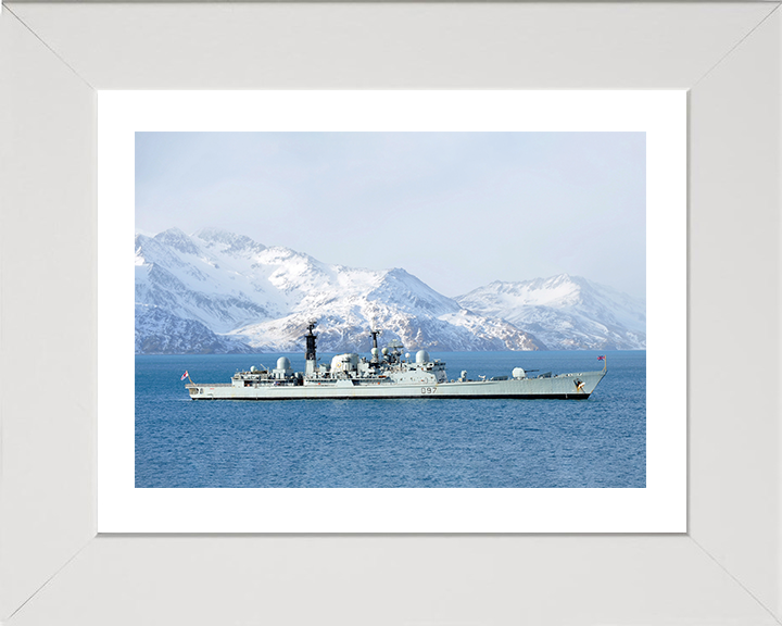 HMS Edinburgh (D97) Photo Print - South Georgia 2011 - Royal Navy Type 42 Destroyer Hampshire Prints 10 x 8 White Frame Yes