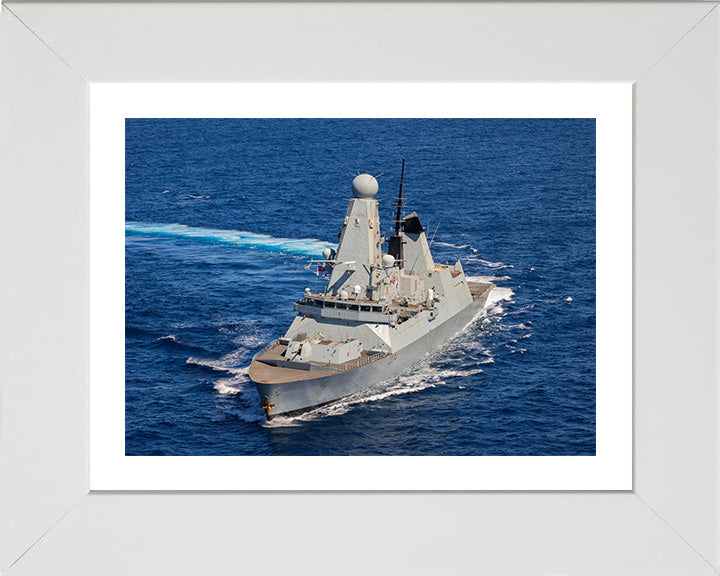 HMS Diamond (D34) Photo Print - Turning to Starboard - Royal Navy Type 45 Destroyer Hampshire Prints 10 x 8 White Frame Yes