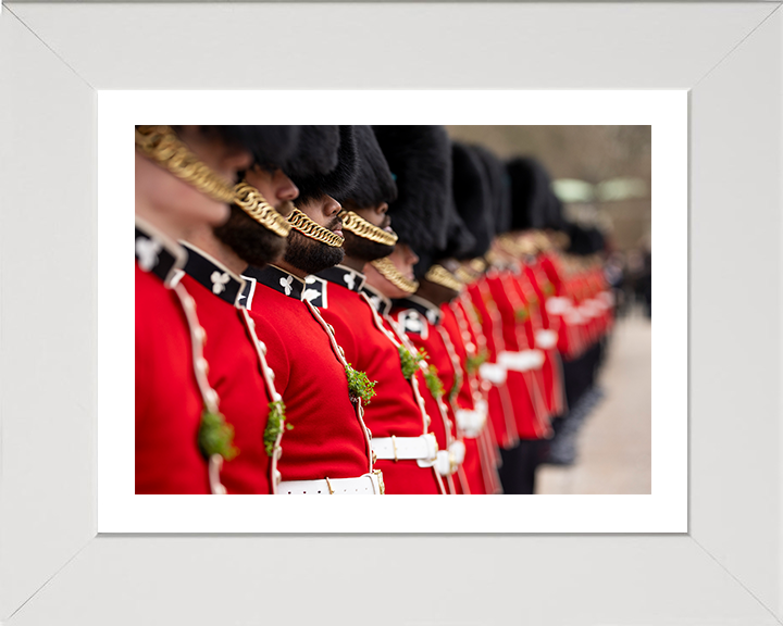 Irish Guards on Parade with Shamrocks Photo Print - British Army Hampshire Prints 10 x 8 White Frame Yes