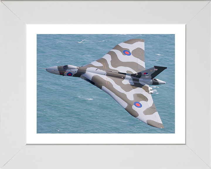 RAF Avro Vulcan Bomber in Flight Photo Print - Royal Air Force Aircraft Hampshire Prints 10 x 8 White Frame Yes