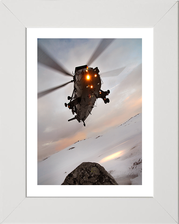 Sea King HC Mark 4 Helicopter Landing 2009 Photo Print - Royal Navy Aircraft Posters, Prints, & Visual Artwork Hampshire Prints 10 x 8 White Frame Yes