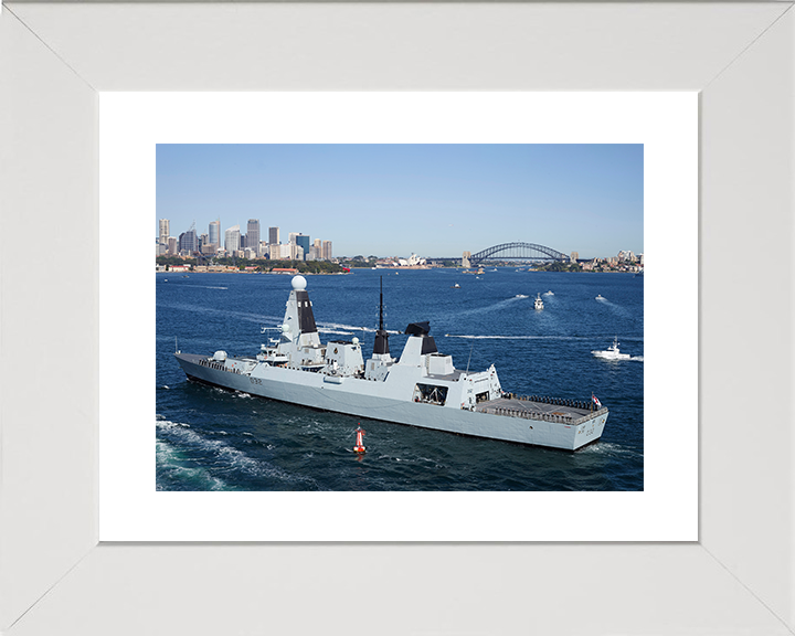 HMS Daring (D32) Royal Navy Type 45 Destroyer Sydney Harbour 2013 Photo Print Wall Art Decor Posters, Prints, & Visual Artwork Hampshire Prints 10 x 8 White Frame Yes