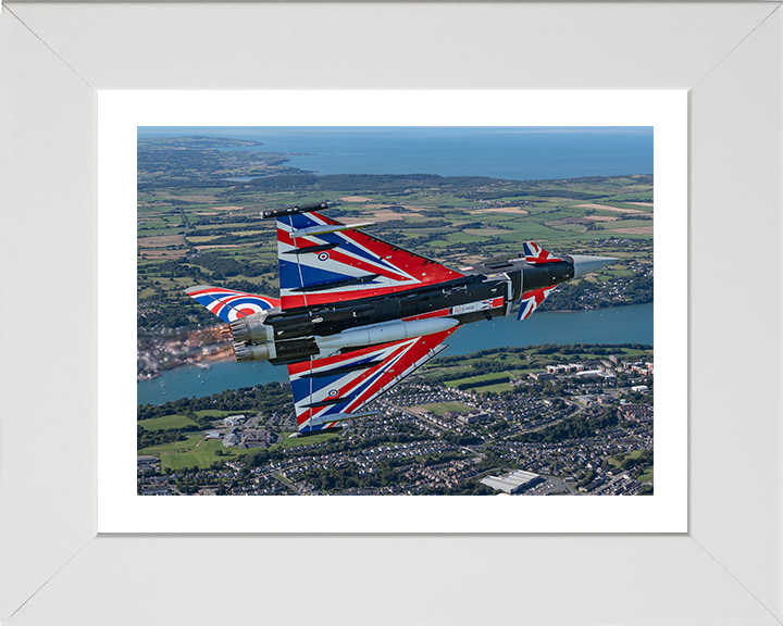 RAF Typhoon with Union Jacks Photo Print - Royal Air Force Aircraft Hampshire Prints 10 x 8 White Frame Yes