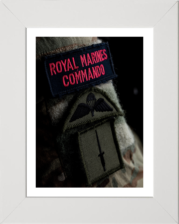 Royal Marines Commando Uniform Patches Closeup Photo Print Hampshire Prints 10 x 8 White Frame Yes