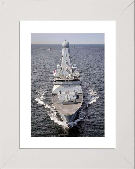 HMS Defender (D36) Royal Navy Type 45 Destroyer At Sea Bow View Photo Print Wall Art Decor Posters, Prints, & Visual Artwork Hampshire Prints 10 x 8 White Frame Yes