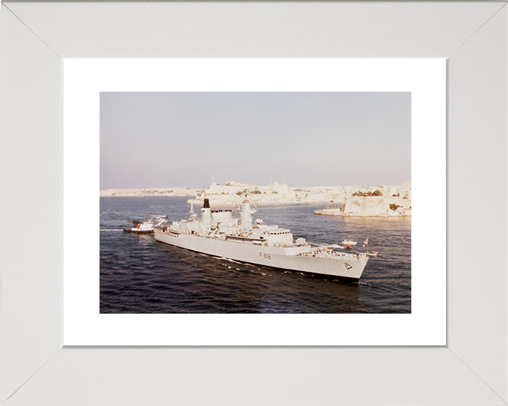 HMS Broadsword (F88) Royal Navy Type 22 Frigate Valletta Malta Photo Print Wall Art Decor Posters, Prints, & Visual Artwork Hampshire Prints 10 x 8 White Frame Yes