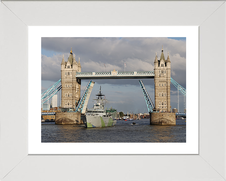 HMS Severn (P282) Photo Print - Tower Bridge - Royal Navy River Class Patrol Vessel Hampshire Prints 10 x 8 White Frame Yes