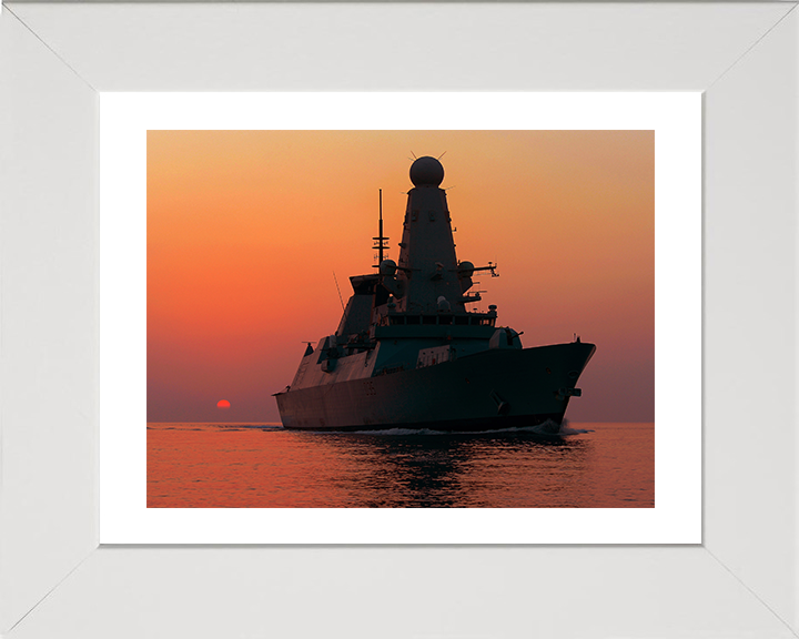 HMS Dragon (D35) Photo Print - Middle East 2013 - Royal Navy Type 45 Destroyer Hampshire Prints 10 x 8 White Frame Yes