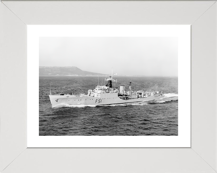 HMS Grafton (F51) Photo Print - Underway - Royal Navy Blackwood Class Frigate Hampshire Prints 10 x 8 White Frame Yes