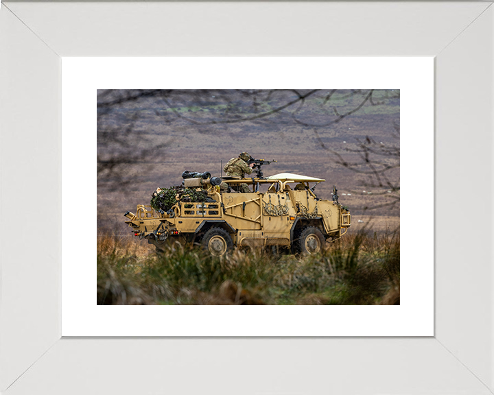 Soldier on a Jackal 2 Vehicle Providing Support British Army Vehicle Photo Print Wall Art Military Decor UK Posters, Prints, & Visual Artwork Hampshire Prints 10 x 8 White Frame Yes