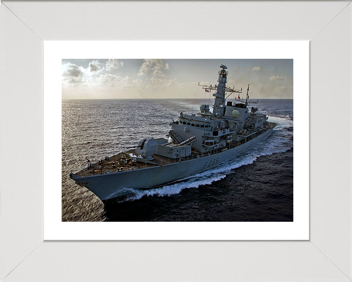 HMS Monmouth (F235) Photo Print - Port Bow View 2011 - Royal Navy Type 23 Frigate Hampshire Prints 10 x 8 White Frame Yes