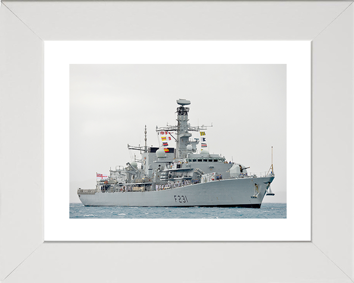 HMS Argyll (F231) Royal Navy Type 23 Frigate Tortola 2014 Wall Art Photo Print Naval Decor Posters, Prints, & Visual Artwork Hampshire Prints 10 x 8 White Frame Yes