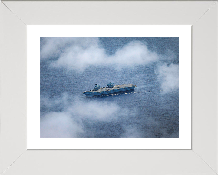 HMS Prince of Wales (R09) Photo Print - At Sea Aug 2025 - Royal Navy Queen Elizabeth Class Aircraft Carrier Hampshire Prints 10 x 8 White Frame Yes