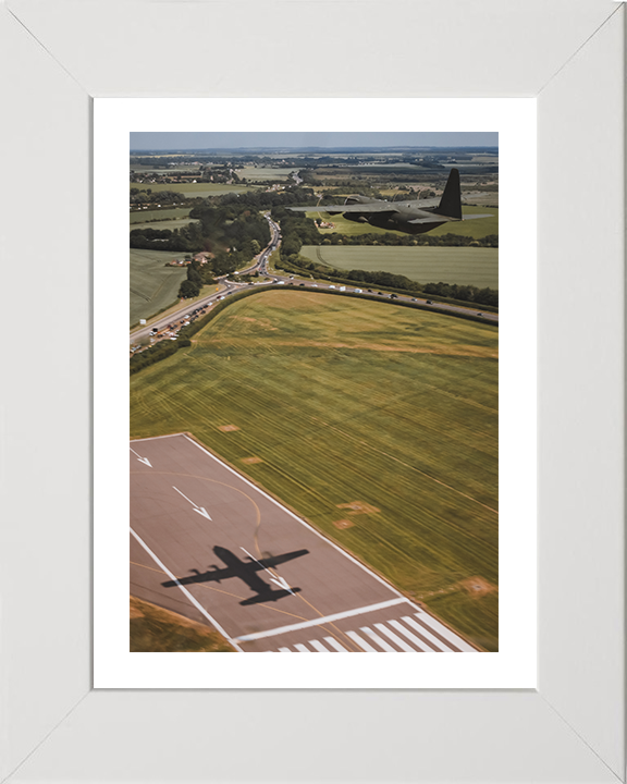 RAF Hercules C-130J Taking off Photo Print - Royal Air Force Aircraft Hampshire Prints 10 x 8 White Frame Yes