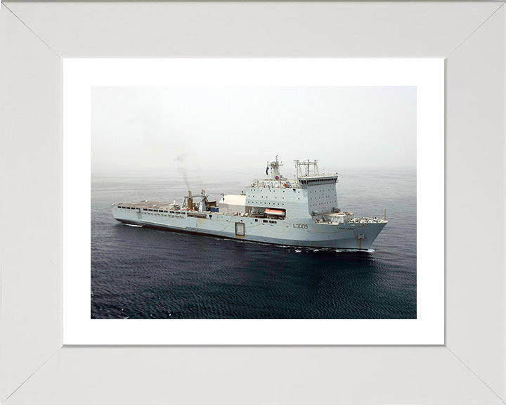 RFA Cardigan Bay (L3009) Photo Print - High Starboard Bow View - Royal Fleet Auxiliary Bay Class Dock Landing Ship Hampshire Prints 10 x 8 White Frame Yes