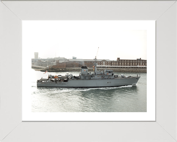 HMS Brecon (M29) Photo Print - Entering Portsmouth 1996 - Royal Navy Hunt Class Mine Warfare Vessel