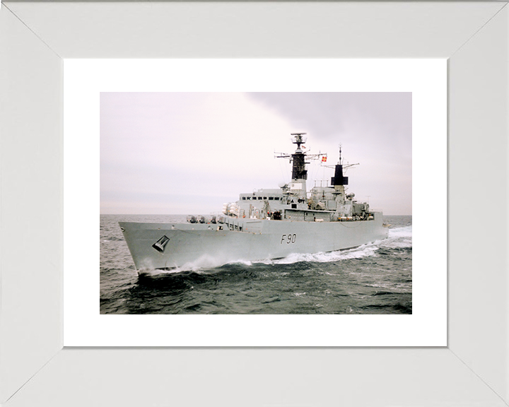 HMS Brilliant (F90) Royal Navy Type 22 Frigate At Sea Port Bow View Photo Print Wall Art Naval Decor Posters, Prints, & Visual Artwork Hampshire Prints 10 x 8 White Frame Yes