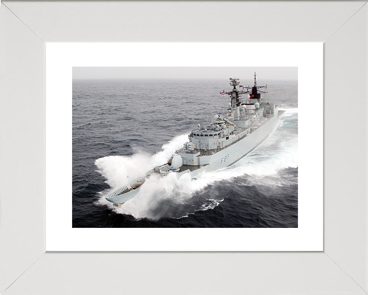 HMS Chatham (F87) Royal Navy Type 22 Frigate In Rough Sea Photo Print Wall Art Decor Posters, Prints, & Visual Artwork Hampshire Prints 10 x 8 White Frame Yes