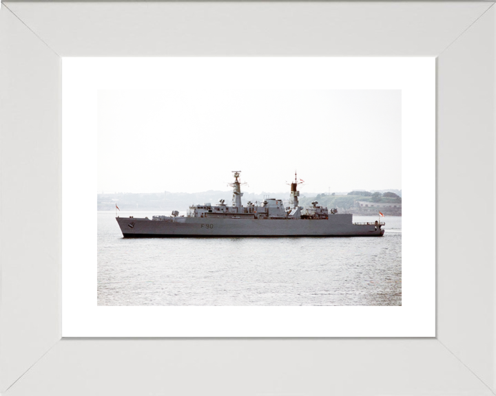 HMS Brilliant (F90) Royal Navy Type 22 Frigate Port Beam View Photo Print Wall Art Decor Posters, Prints, & Visual Artwork Hampshire Prints 10 x 8 White Frame Yes