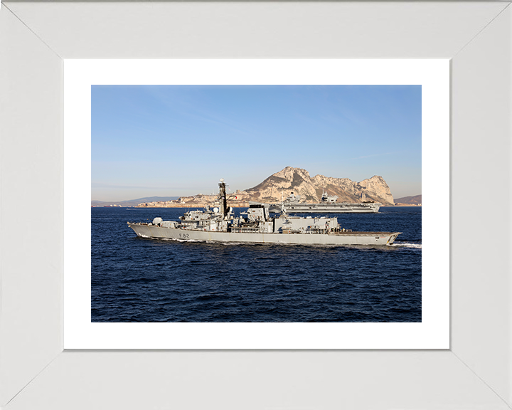HMS Somerset (F82) Photo Print - Gibraltar 2018 - Royal Navy Type 23 Frigate Hampshire Prints 10 x 8 White Frame Yes