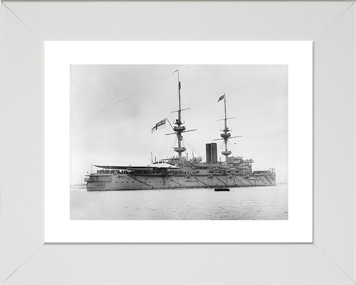 HMS Caesar (1896) Royal Navy Majestic Class Dreadnought Starboard View Photo Print Wall Art Decor Posters, Prints, & Visual Artwork Hampshire Prints 10 x 8 White Frame Yes