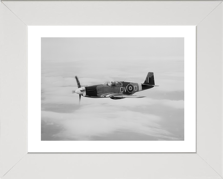 RAF Mustang III in Flight Photo Print - Royal Air Force Aircraft Hampshire Prints 10 x 8 White Frame Yes