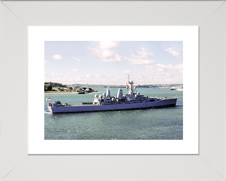 HMS Arethusa (F38) Royal Navy Leander Class Frigate Entering Harbour Photo Print Wall Art Decor Posters, Prints, & Visual Artwork Hampshire Prints 10 x 8 White Frame Yes