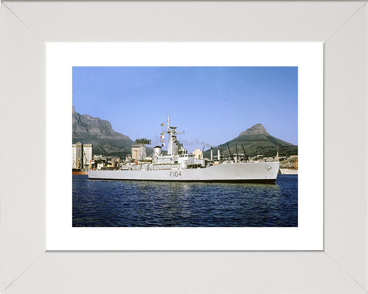 HMS Dido (F104) Royal Navy Leander Class Frigate Leaving Harbour Photo Print Wall Art Decor Posters, Prints, & Visual Artwork Hampshire Prints 10 x 8 White Frame Yes