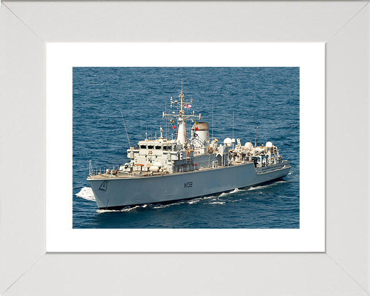 HMS Atherstone (M38) Royal Navy Hunt Class Mine Warfare Vessel High Port Side View Photo Print Wall Art Decor Posters, Prints, & Visual Artwork Hampshire Prints 10 x 8 White Frame Yes