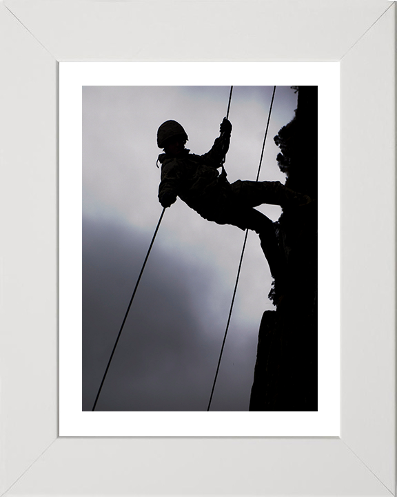 Royal Marine Commando Abseiling silhouette Photo Print - 45 Commando Hampshire Prints 10 x 8 White Frame Yes