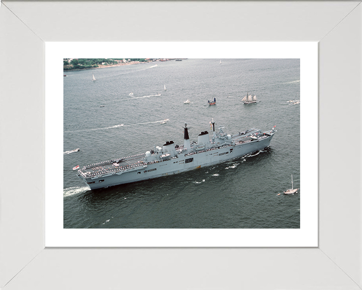 HMS Ark Royal (R07) Photo Print - New York Harbor - Royal Navy Invincible Class Aircraft Carrier Hampshire Prints 10 x 8 White Frame Yes