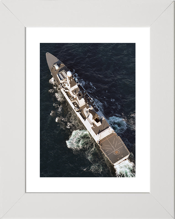 HMS Diamond (D34) Royal Navy Type 45 Destroyer From Above Photo Print Wall Art Decor Posters, Prints, & Visual Artwork Hampshire Prints 10 x 8 White Frame Yes