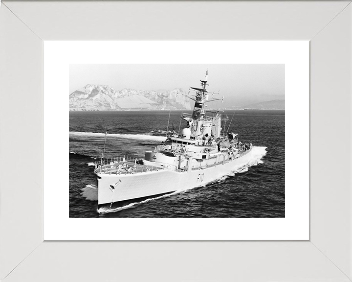 HMS Aurora (F10) Royal Navy Leander Class Frigate Off Gibraltar Photo Print Wall Art Decor Posters, Prints, & Visual Artwork Hampshire Prints 10 x 8 White Frame Yes