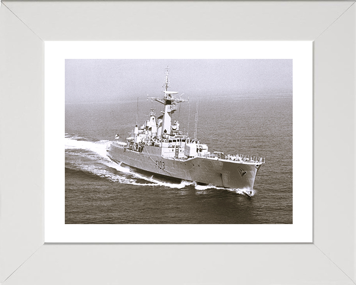 HMS Lowestoft (F103) - Underway 1970 - Royal Navy Rothesay Class Frigate Photo Print Wall Art Naval Decor UK Posters, Prints, & Visual Artwork Hampshire Prints 10 x 8 White Frame Yes