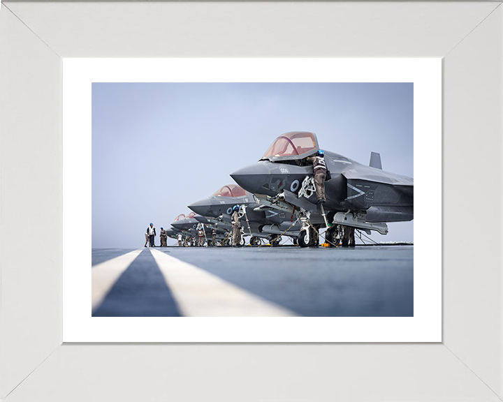 F-35 Lightening Jets preparing for Taking Off 2025 Photo Print - Royal Navy Aircraft Hampshire Prints 10 x 8 White Frame Yes