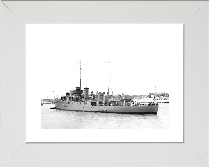 HMS Bittern (L07) Royal Navy Bittern Class Sloop Warship At A Buoy Photo Print Wall Art Decor Posters, Prints, & Visual Artwork Hampshire Prints 10 x 8 White Frame Yes