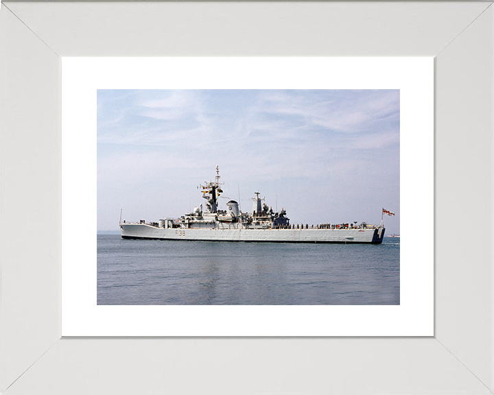 HMS Arethusa (F38) Royal Navy Leander Class Frigate Leaving Portsmouth Photo Print Wall Art Decor Posters, Prints, & Visual Artwork Hampshire Prints 10 x 8 White Frame Yes
