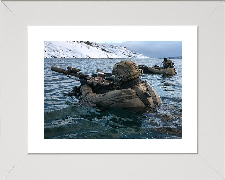Royal Marines beach assault Wading to shore Photo Print 30 Commando Wall Art Military Decor Poster Posters, Prints, & Visual Artwork Hampshire Prints 10 x 8 White Frame Yes