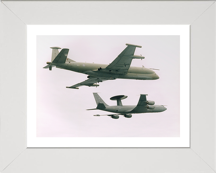 RAF Nimrod R1 and Sentry AEW1 in flight Photo Print - Royal Air Force Aircraft Hampshire Prints 10 x 8 White Frame Yes