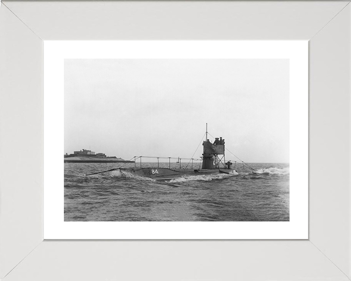 HMS B4 Photo Print - Port Side View - Royal Navy B Class Submarine Hampshire Prints 10 x 8 White Frame Yes