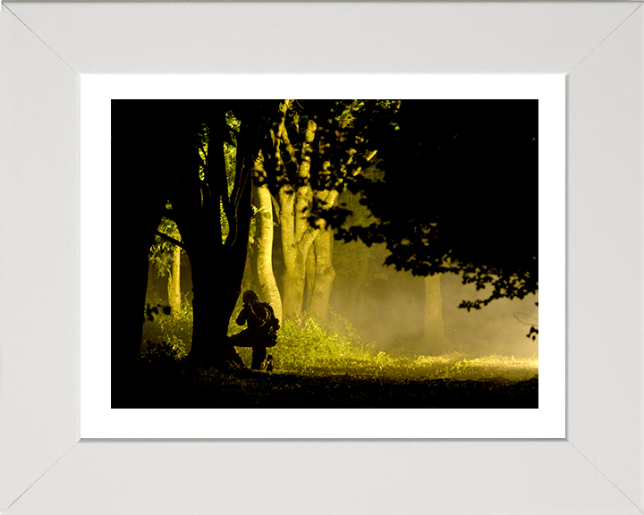 Soldier Woodland Silhouette Photo Print - British Army Hampshire Prints 10 x 8 White Frame Yes