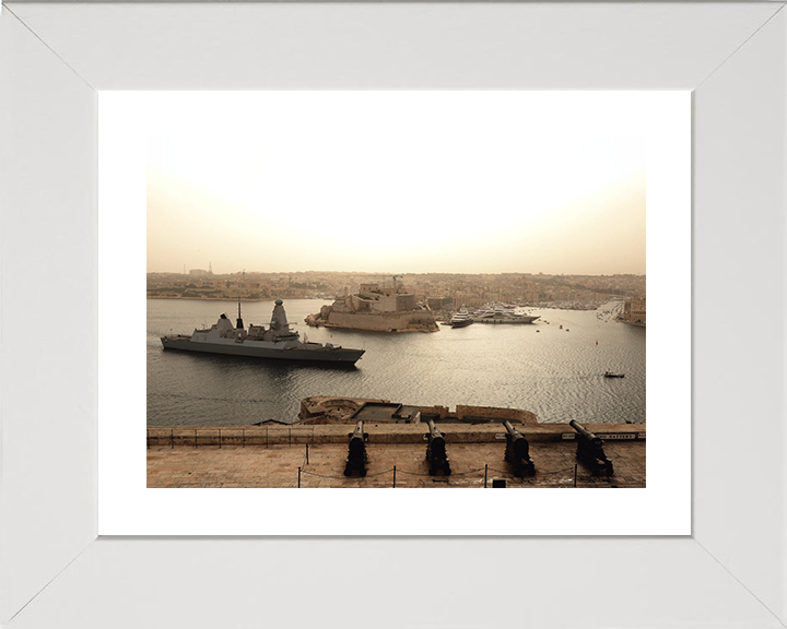 HMS Defender (D36) Photo Print - Enters Valletta 2014 - Royal Navy Type 45 Destroyer Posters, Prints, & Visual Artwork Hampshire Prints 10 x 8 White Frame Yes
