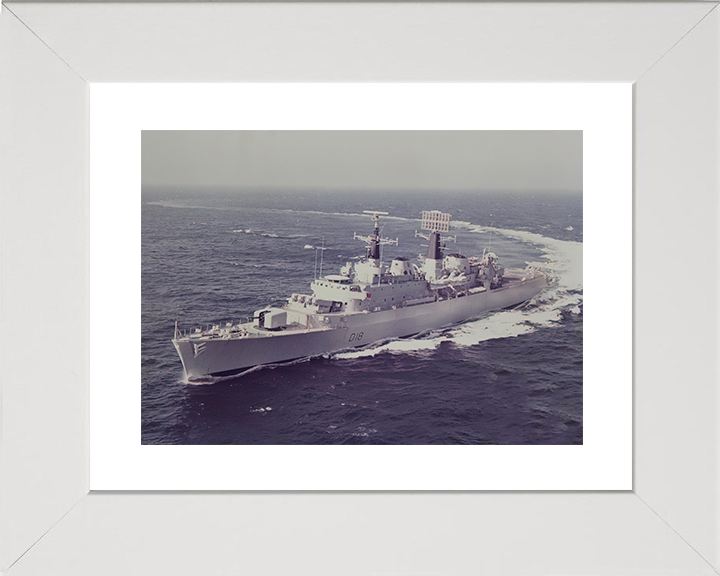 HMS Antrim (D18) Royal Navy County Class Destroyer Hard Turn Photo Print Wall Art Decor Posters, Prints, & Visual Artwork Hampshire Prints 10 x 8 White Frame Yes