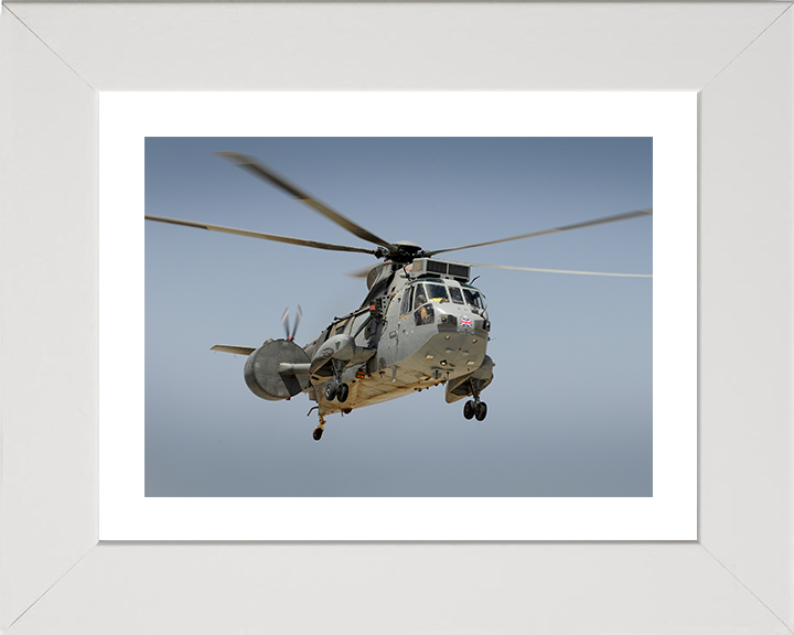 Sea King Helicopter Flying Over Afghanistan 2011 Photo Print - Royal Navy Aircraft Posters, Prints, & Visual Artwork Hampshire Prints 10 x 8 White Frame Yes
