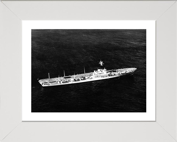 HMS Warrior (R31) Photo Print - At Sea 1957 - Royal Navy Colossus Class Aircraft Carrier Hampshire Prints 10 x 8 White Frame Yes